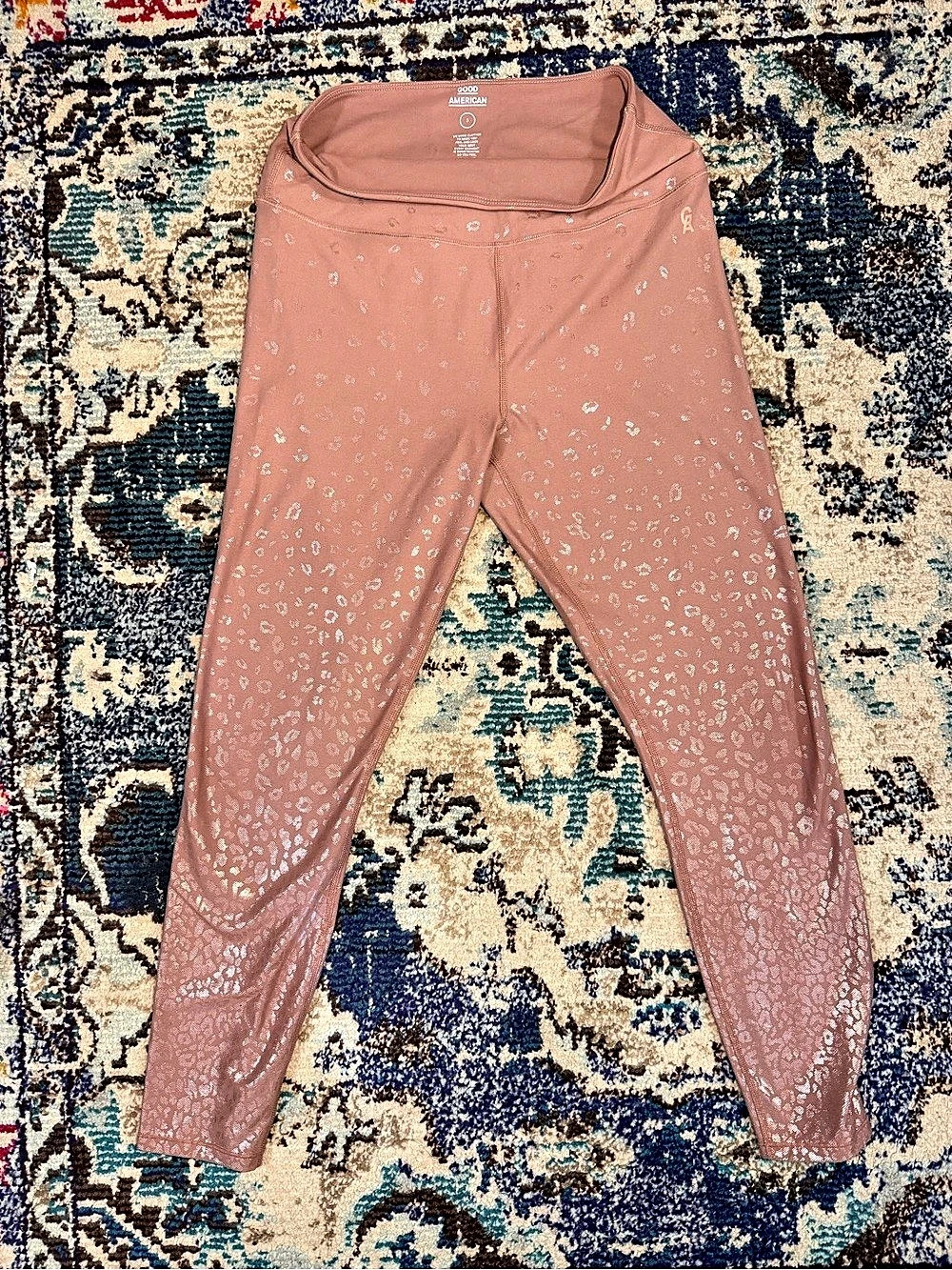 Good American Pink Patterned Leggings Size 3 Like New